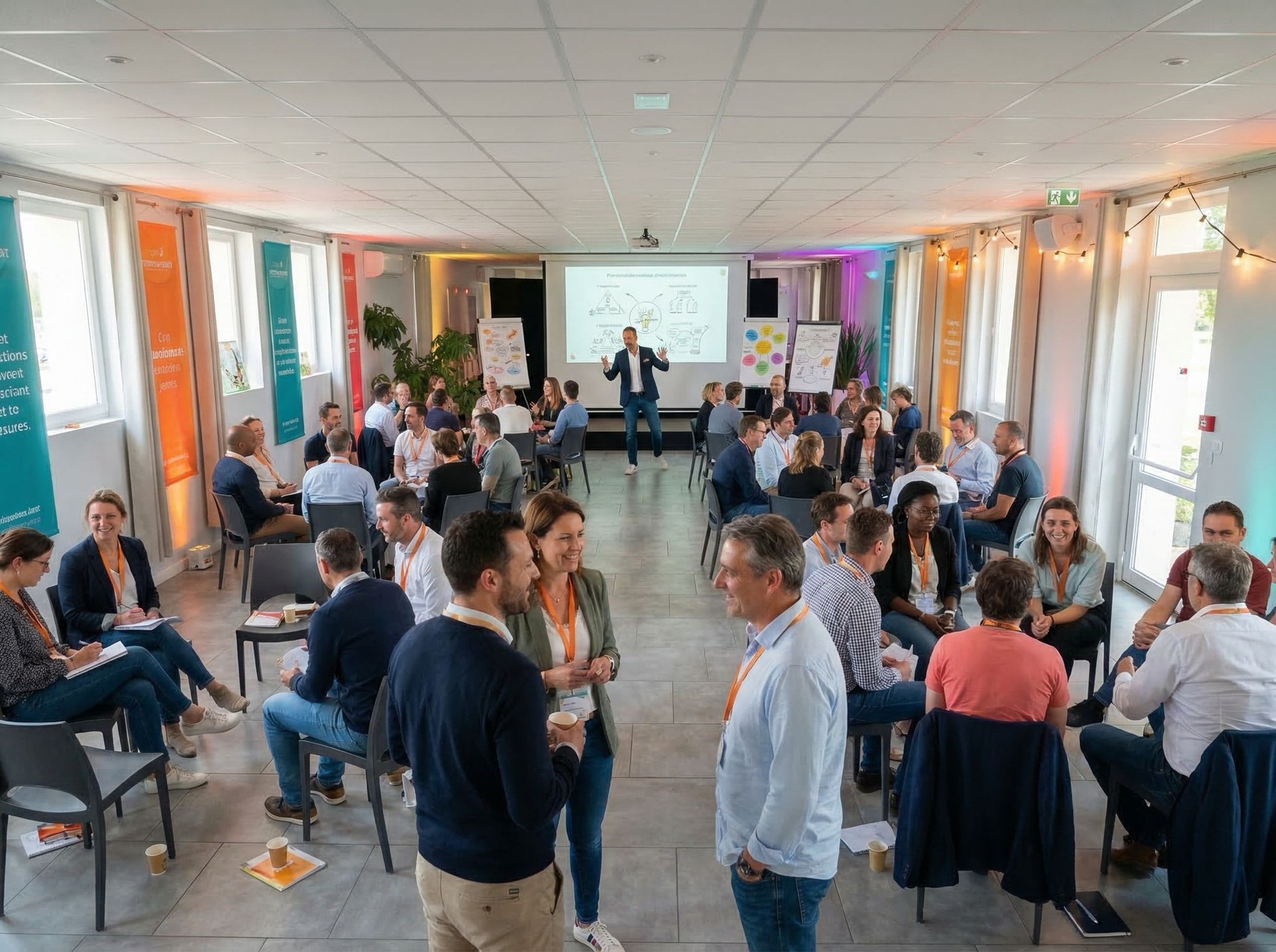 Séminaire en plein essor dans une salle moderne et lumineuse